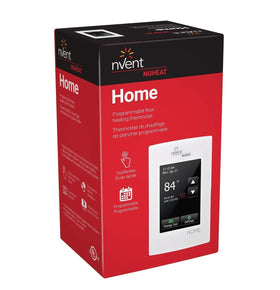 Nuheat Home thermostat with diagnostic tests and setup wizard.