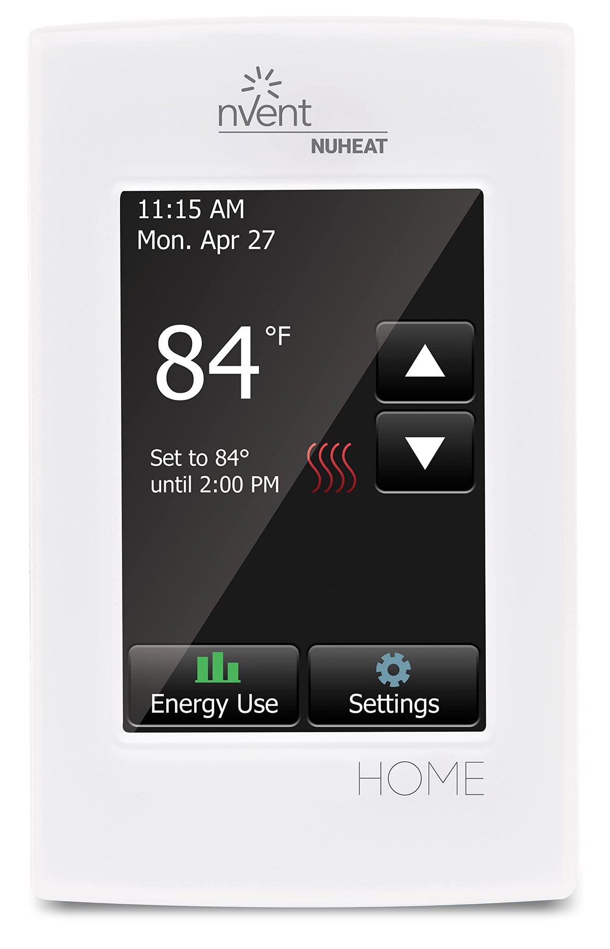 Nuheat Home thermostat touchscreen controls radiant floors with ease.