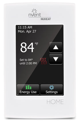 Nuheat Home thermostat touchscreen controls radiant floors with ease.