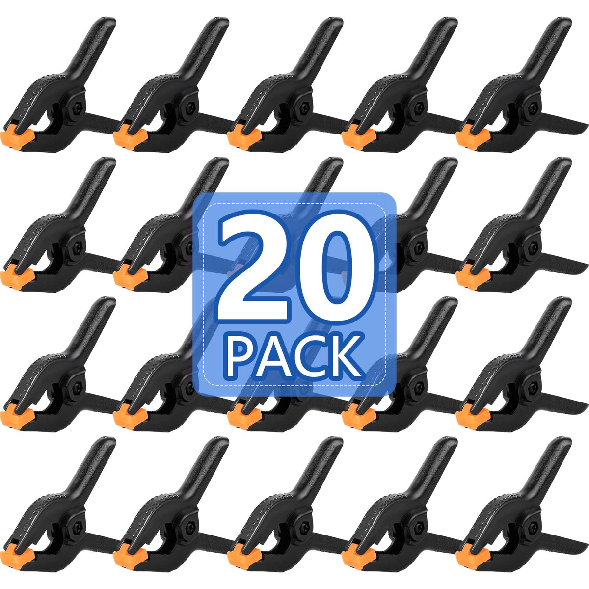 NUITPY 20-pack 6-inch clamps securely grip craft setups and backdrop rigs.