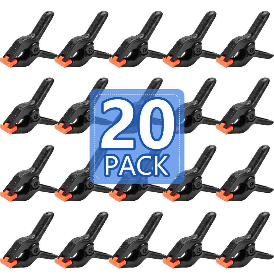 NUITPY 20-pack clamps close-up showing durable nylon body for sturdy holding
