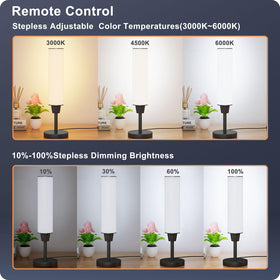 Nukanu bedside lamp with remote brightness control for mood lighting