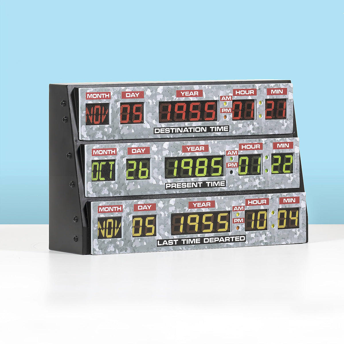 Numskull Back to The Future 3D lamp lit display showing details of the design