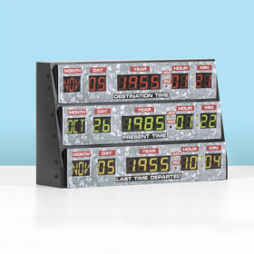 Numskull Back to The Future 3D lamp lit display showing details of the design
