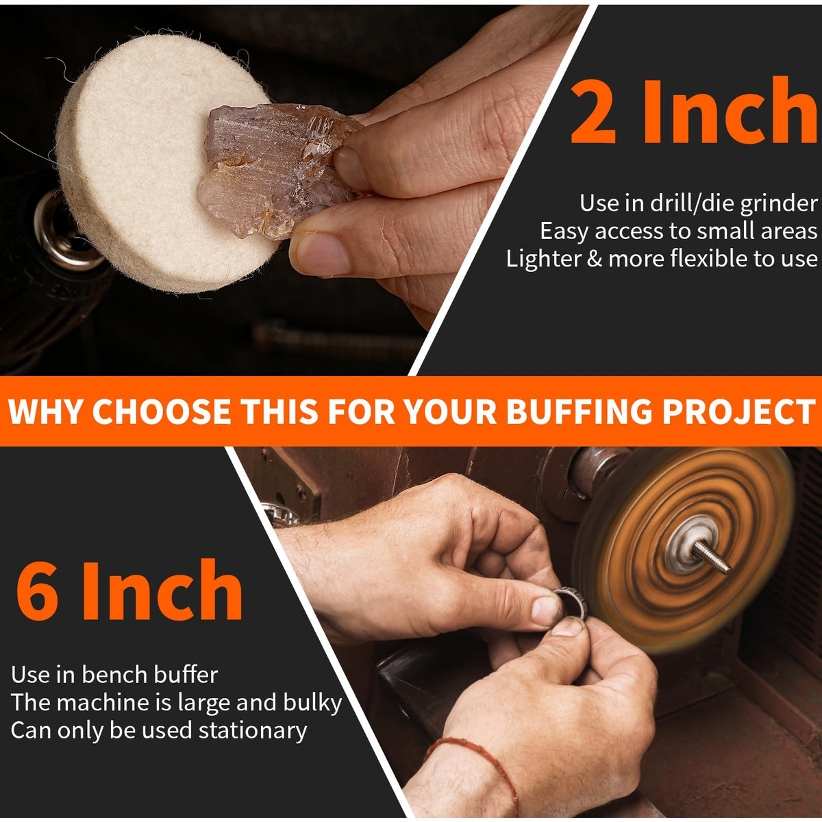 NuoDunco Australian wool felt disc highlights premium polishing material.