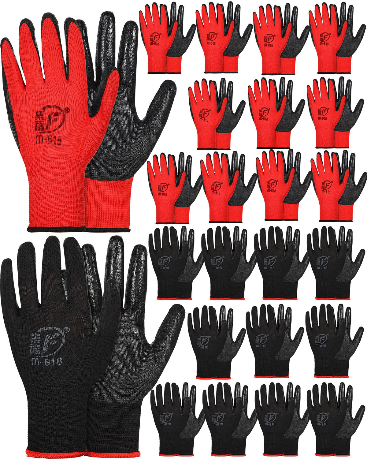 Nuogo gardening gloves rubber-coated 24-pair pack for durable hand protection during tasks.