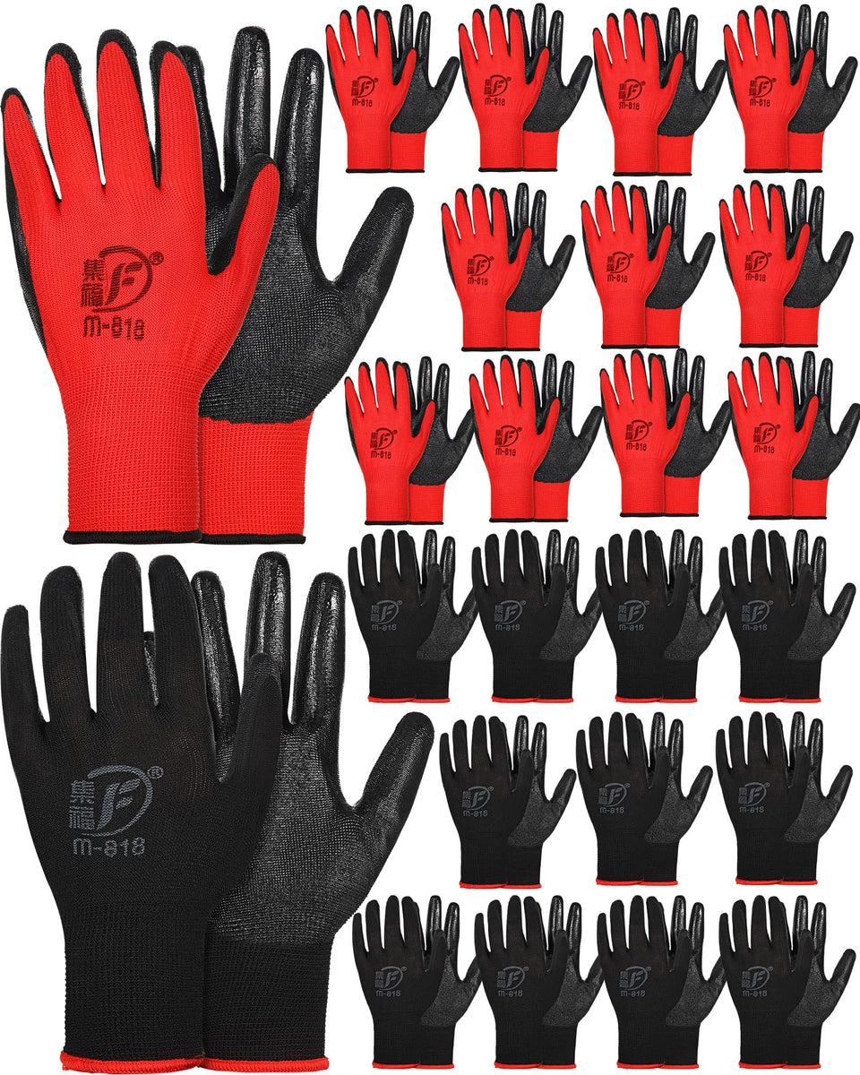 Nuogo gardening gloves rubber-coated 24-pair pack for durable hand protection during tasks.