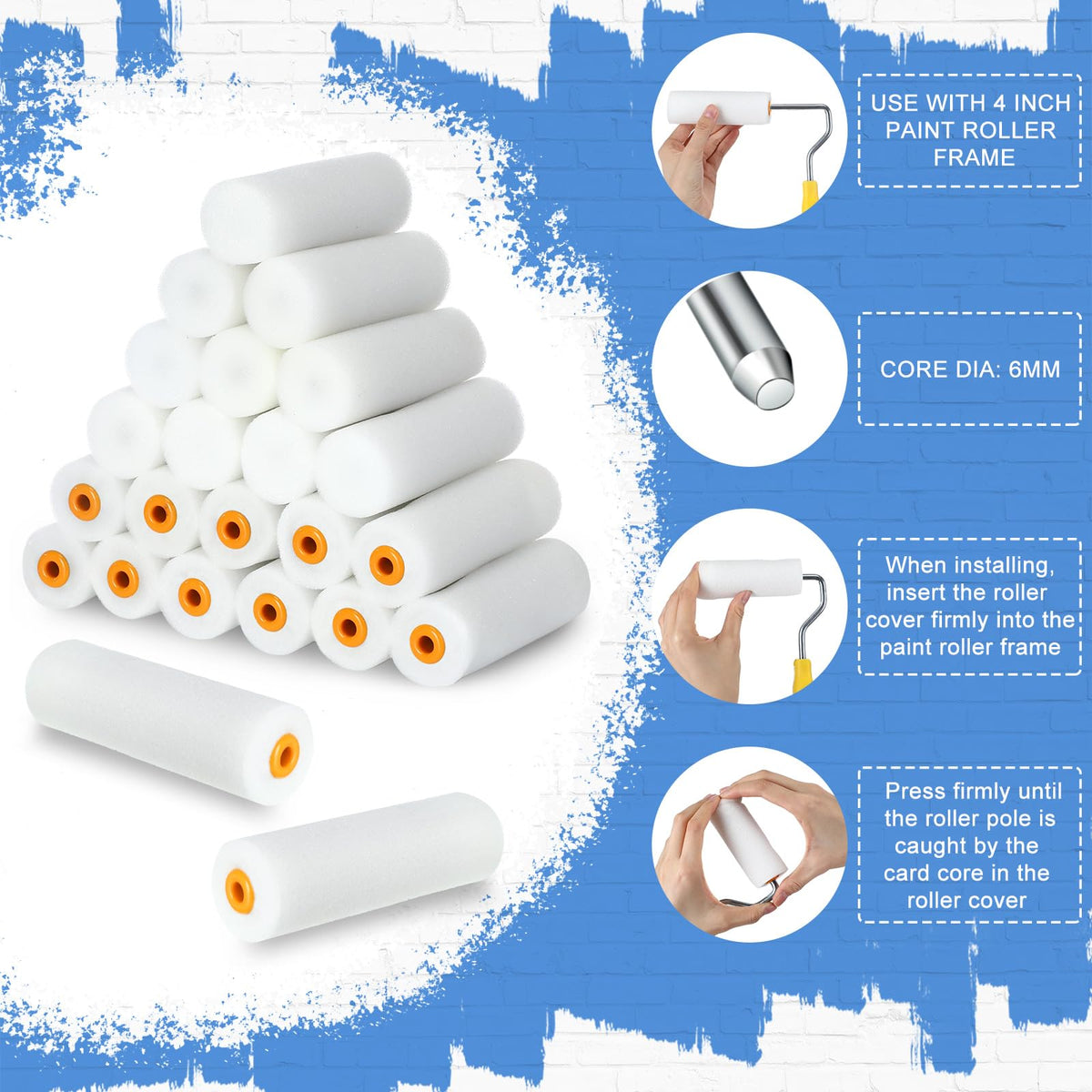 Nuogo mini roller in use on wall demonstrates even coats.