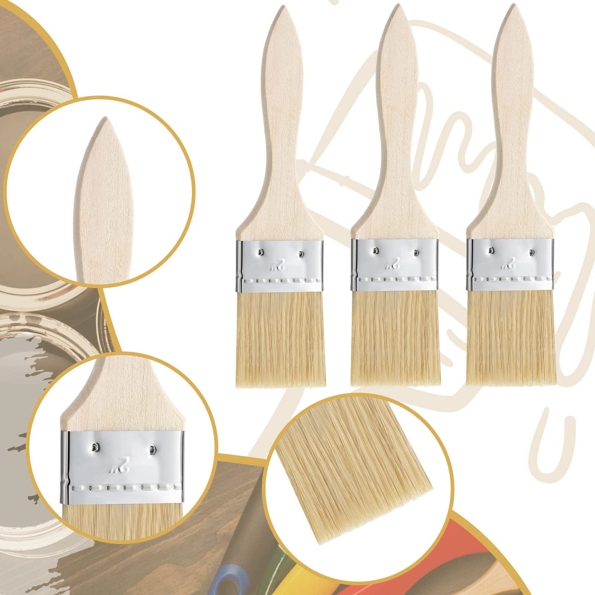 Nuogo smooth, sanded wooden handle reduces fatigue during long painting sessions