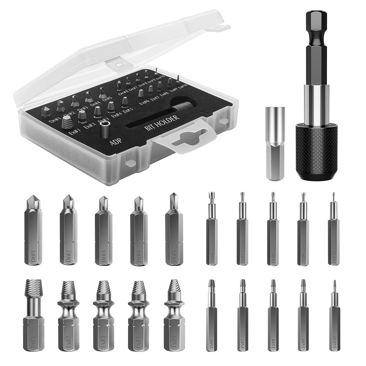 Nuovoware damaged screw extractor set in action removing stubborn fasteners with precision
