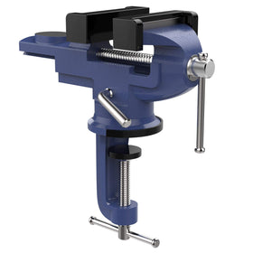 Nuovoware table vise with 360-degree swivel base for flexible clamping angles.