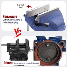 Nuovoware table vise chrome spindle and nut for smooth operation.