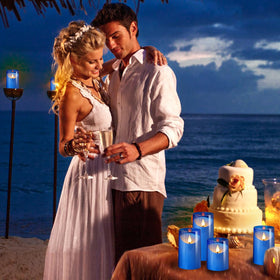 NURADA flameless candles blue 3x5 size with timer option