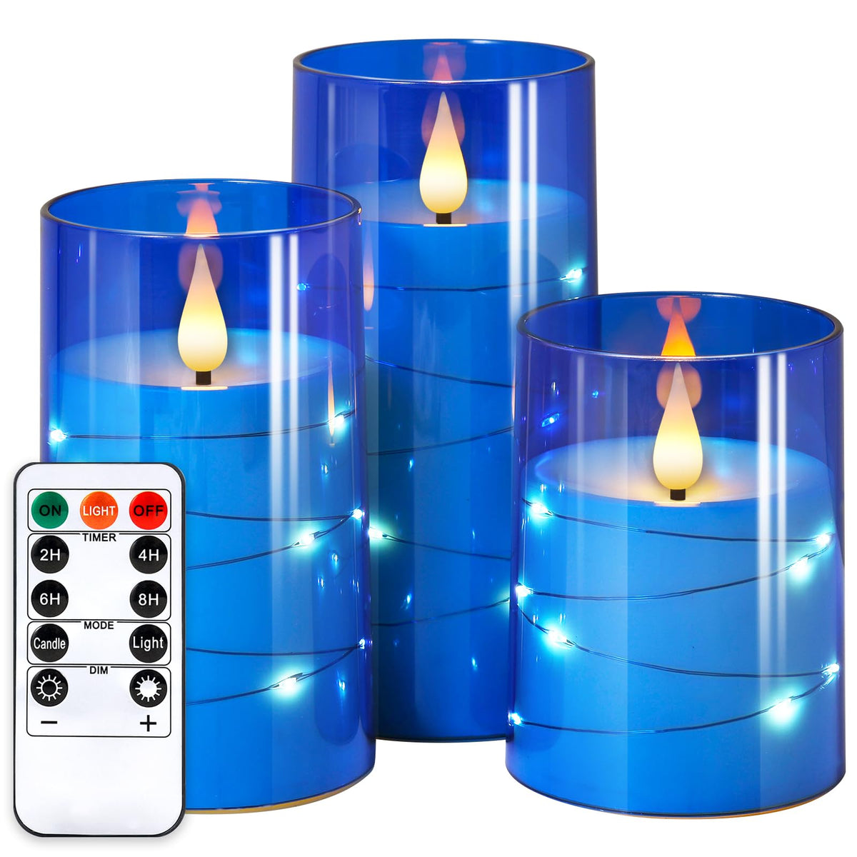 NURADA flickering flameless candles with remote for cozy ambiance