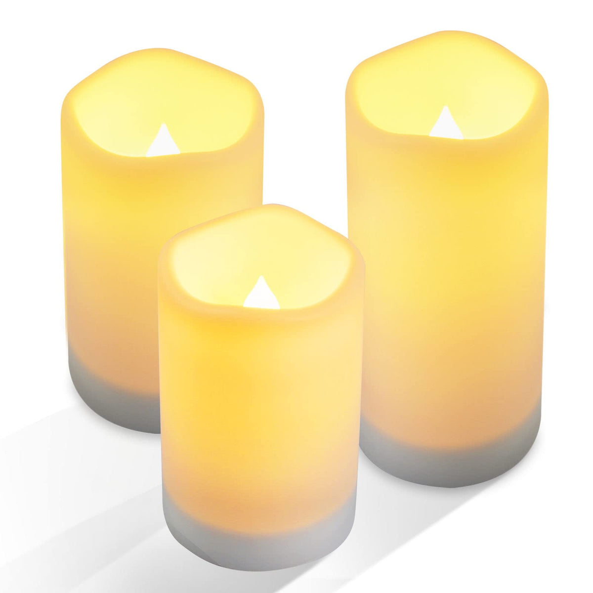 NURADA large outdoor solar candles in a patio setup delivering flameless warm light