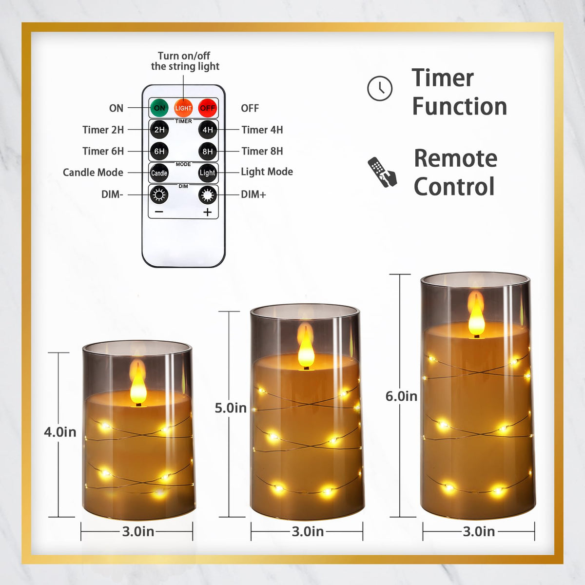 NURADA candles last 500+ hours per candle with two AA batteries.