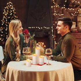 NURADA holiday dinner decor candles brighten tables without dripping wax.