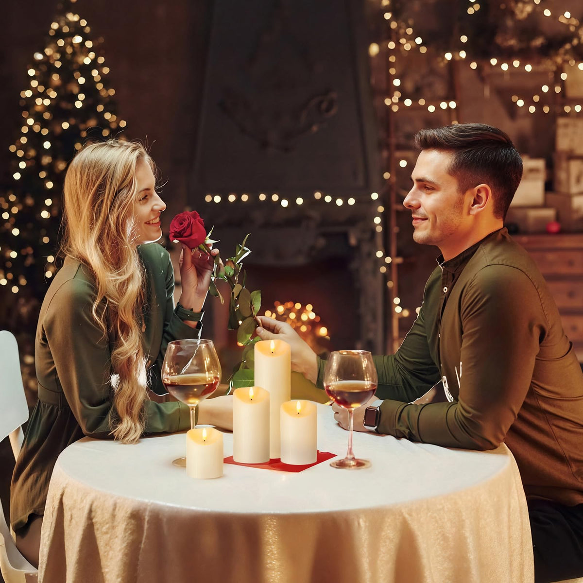 NURADA patio night scene with safe LED glow for conversations outdoors