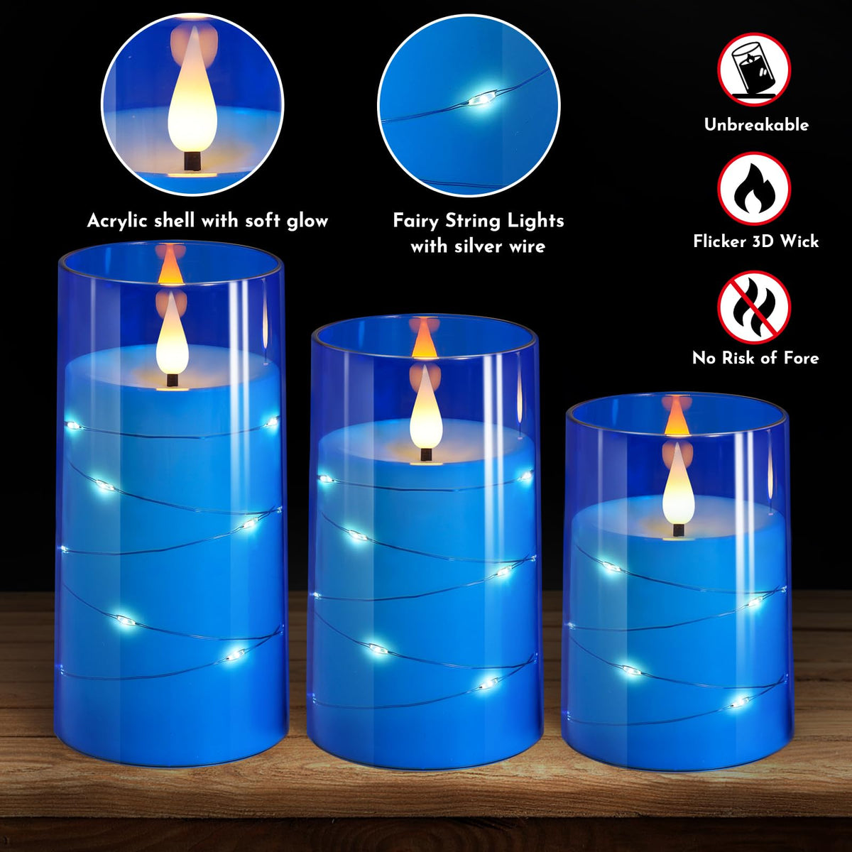 NURADA unbreakable acrylic candle design for durable home decor