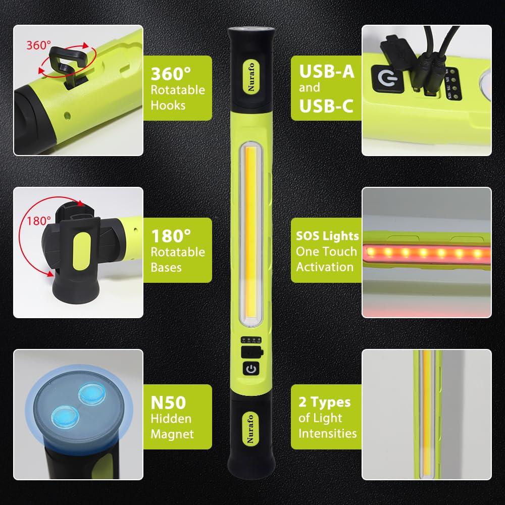 Nurafo magnetic light bar with four magnets for flexible placement