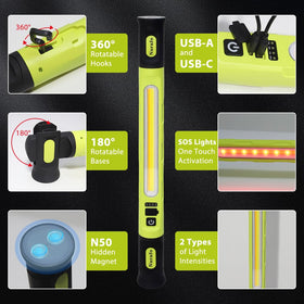 Nurafo magnetic light bar with four magnets for flexible placement
