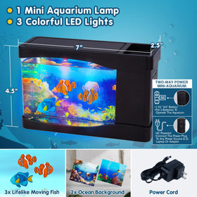 Nurily desk aquarium with LED seabed light adds color and mood to your workspace.