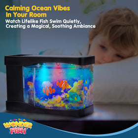 Nurily three artificial fish models glide, enhancing visual charm without maintenance.