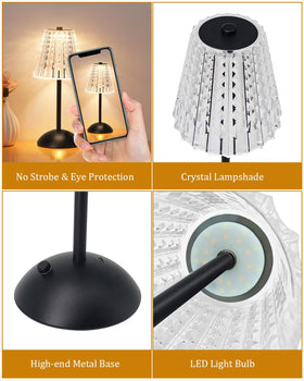 Elegant Nusogon crystal lamp with acrylic shade and metal base for warm atmosphere