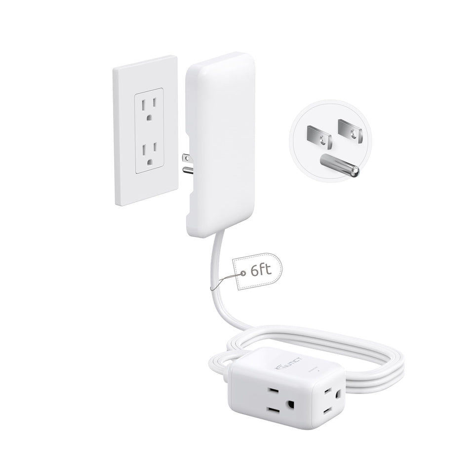 NUTICT outlet-cover-extension-6ft-flat-plug conceals outlets for a tidy room.