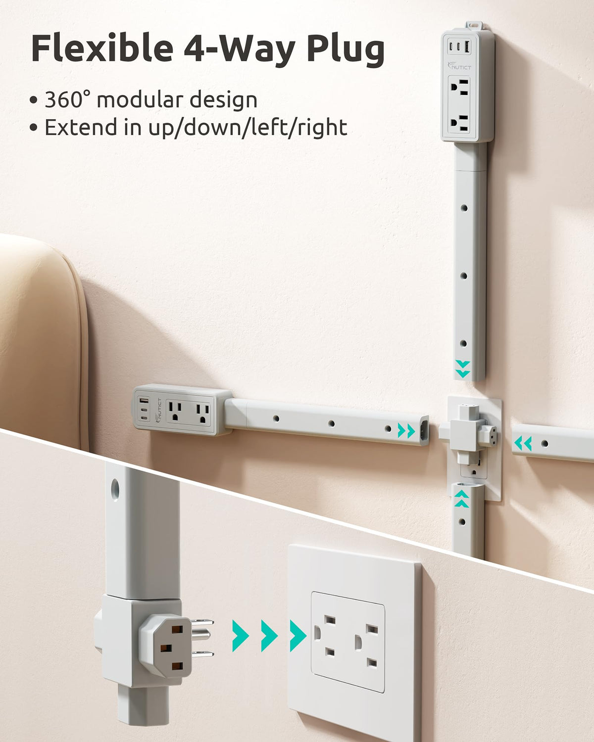 Nutict wall-mount option provides secure, damage-free installation