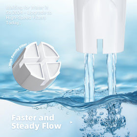NUTTUTO four-layer filtration close-up suggesting impurity removal and crisper water.