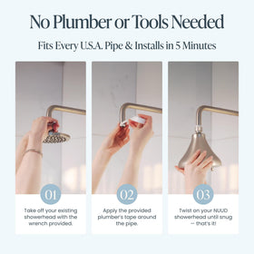NUUD filter system helps protect color-treated hair during showers.