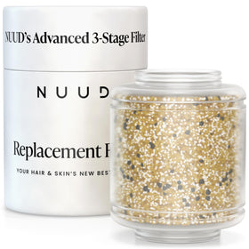 NUUD replacement filter triple-filtration core reduces chlorine for skin and hair health