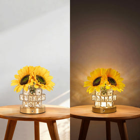 NuuNuy sunflower lamp crystal-base serves as a chic living-room centerpiece.