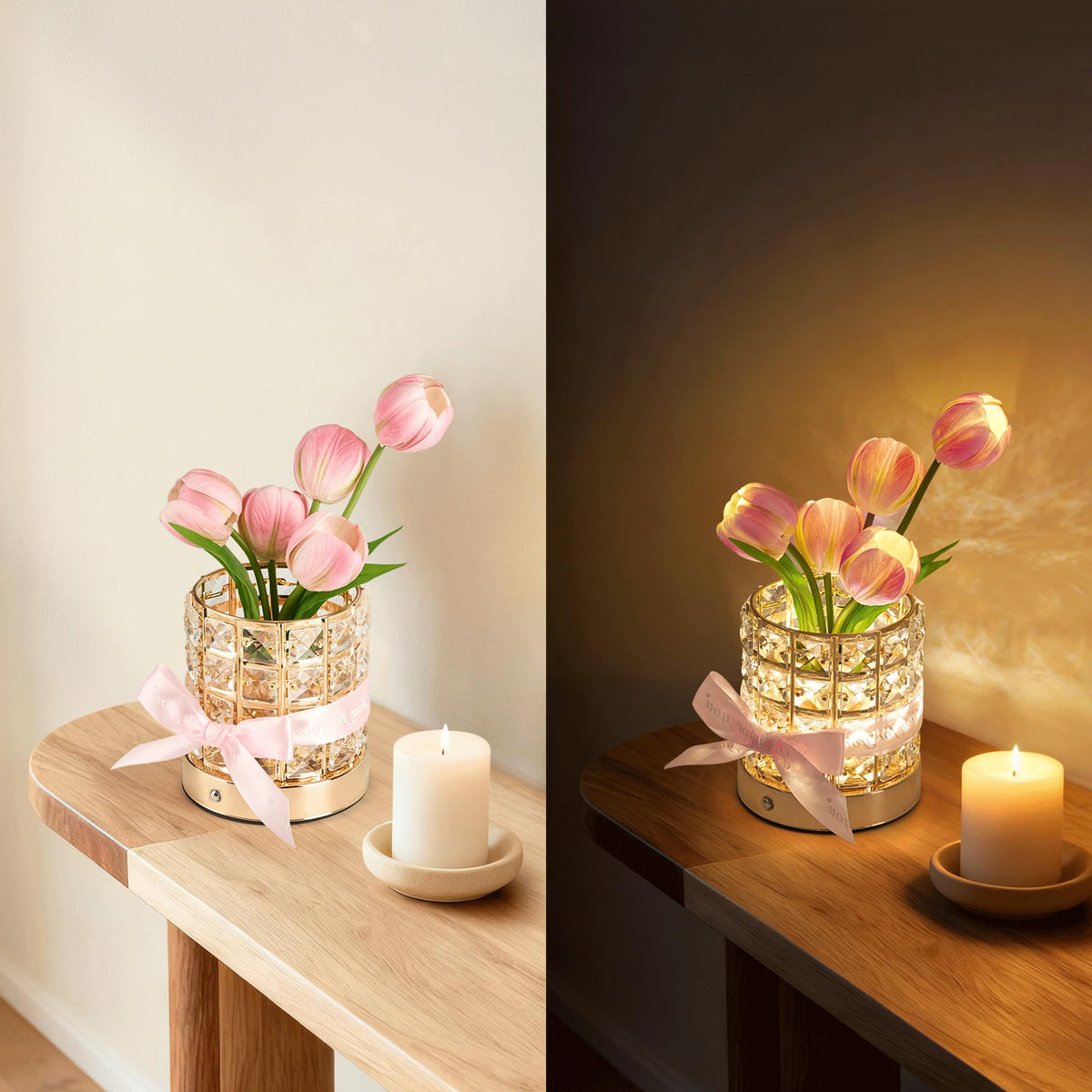 NuuNuy Tulip Flower Lamp on bedroom decor setup