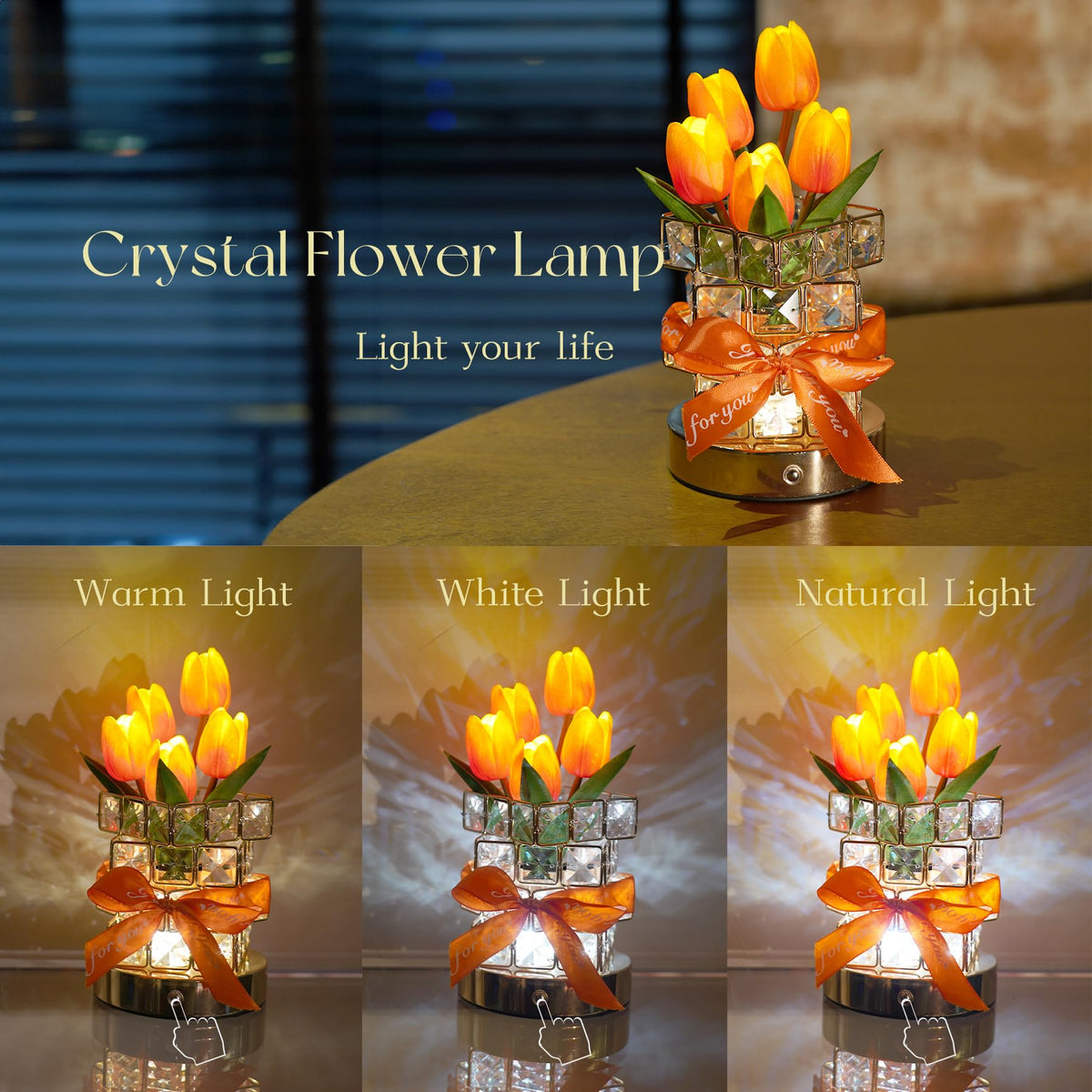 NuuNuy Tulip Flower Lamp petals close-up highlights lifelike texture.