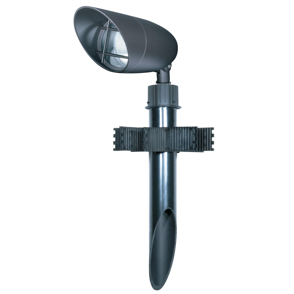 Nuvo bronze ground stake finish designed to withstand weather and outdoor wear.
