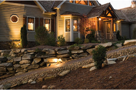 Nuvo 3000K warm white glow lighting garden edges and walkways.