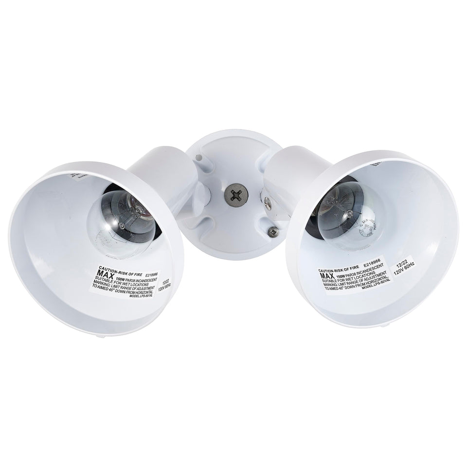 Nuvo SF77/488 twin flood lights on an outdoor wall for bright entry lighting.