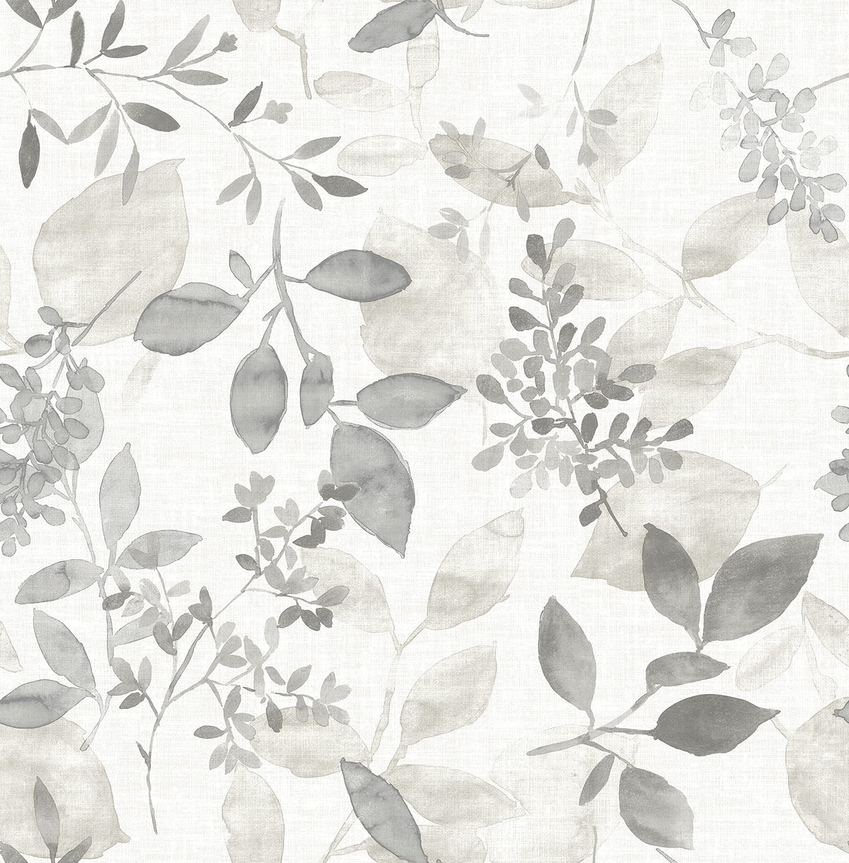 NuWallpaper Breezy watercolor botanical grey roll—removable and easy to install.
