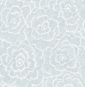 NuWallpaper Saraya blue floral roll offers a tranquil, easy-to-install wall accent.