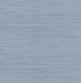 NuWallpaper Society Social Mineral Blue roll closeup, textured grasscloth feel for an accent wall.