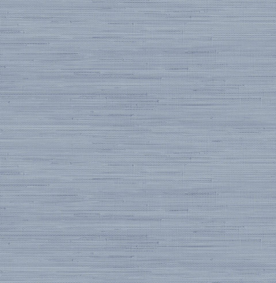 NuWallpaper Society Social Mineral Blue roll closeup, textured grasscloth feel for an accent wall.