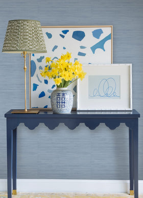 NuWallpaper Society Social Mineral Blue room idea shows versatile use on walls.