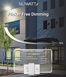 NUWATT 0-10V dimmable flood light enables energy savings and adjustable brightness