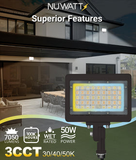 NUWATT 0-10V dimming control enables brightness customization for outdoor spaces.