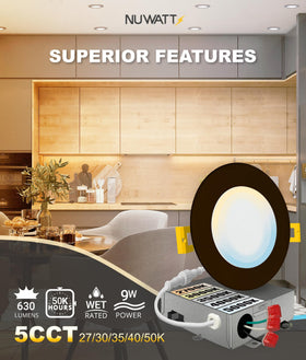 NUWATT 4-inch bronze recessed light dimmable for customizable ambience.