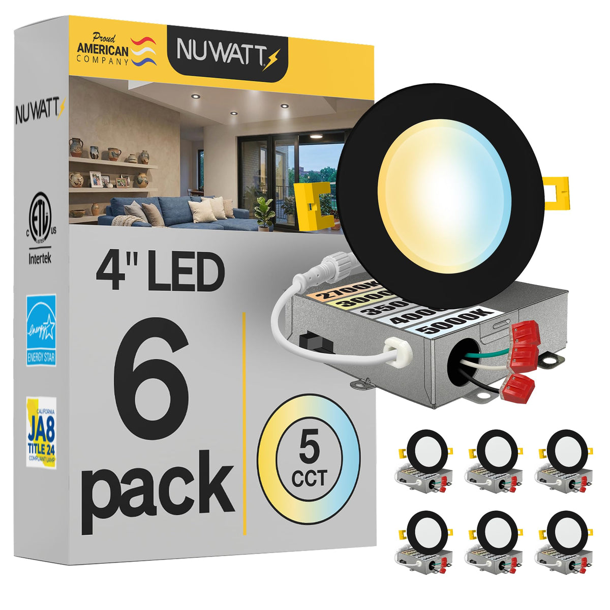 NUWATT 4-inch ultra-thin canless LED recessed light in black for a clean ceiling installation