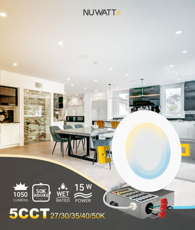 NUWATT 6in color temperature switch enables easy five-temperature adjustment
