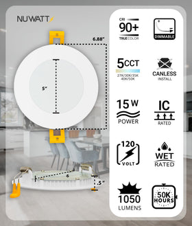 NUWATT 6in junction box installation demonstrates quick ceiling mounting